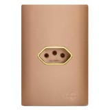 Conjunto Tomada 20A Horizontal 4x2 - Novara Ouro Rose Gold